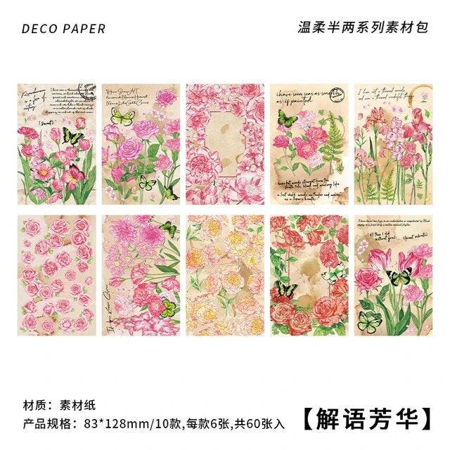 Vintage Flower Scrapbook Material Paper - Journal Carnival