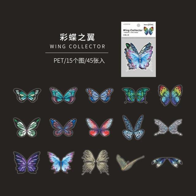 Vintage Frosted Wing Collection PET Stickers - Journal Carnival