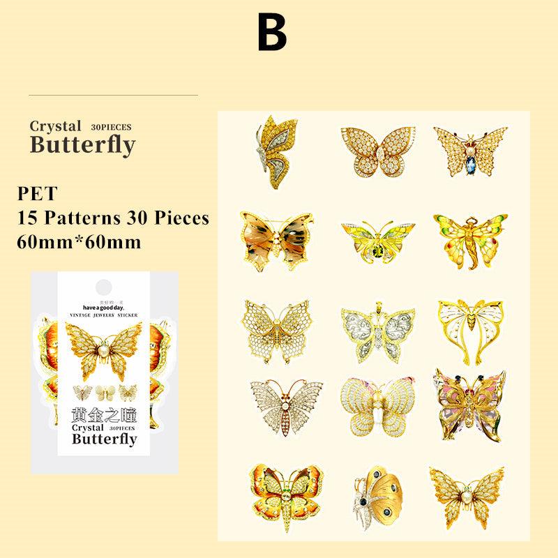 Light Goldenrod Yellow Crystal Butterfly Series PET Stickers