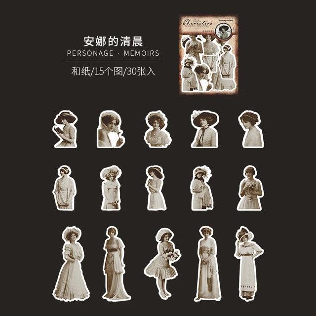 Vintage Retro Character Stickers - Journal Carnival