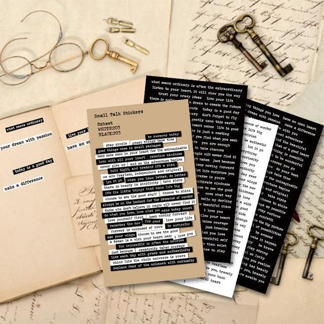 Vintage Text Collection Stickers - Journal Carnival