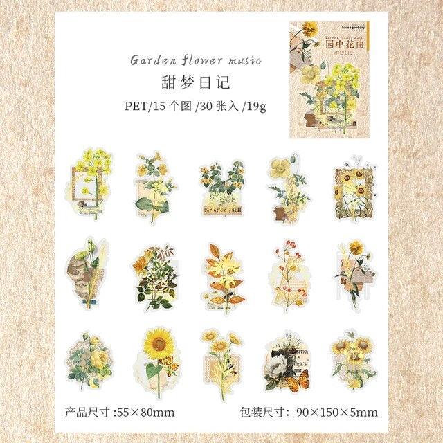 Vintage Brozning Flower Sticker - Journal Carnival