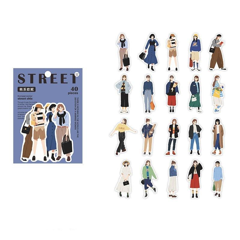 Korean Street Fashion character Sticker - Journal Carnival
