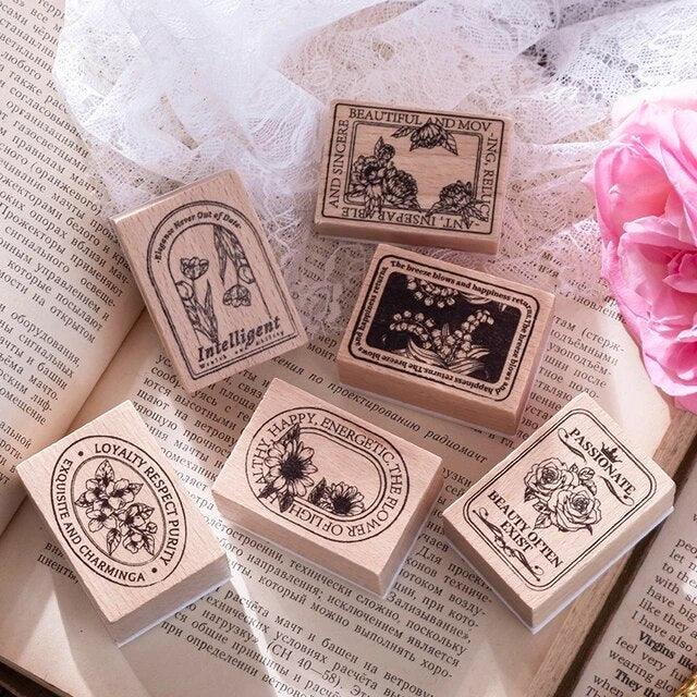 Retro Border Label Wooden Stamps - Journal Carnival