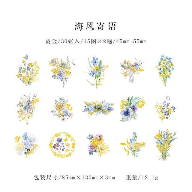 Bronzed Aesthetic Flower Stickers - Journal Carnival