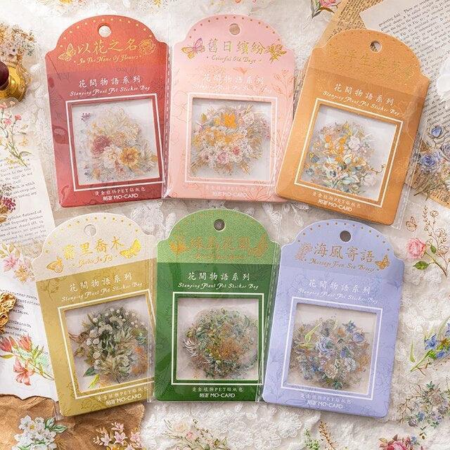 Bronzed Aesthetic Flower Stickers - Journal Carnival