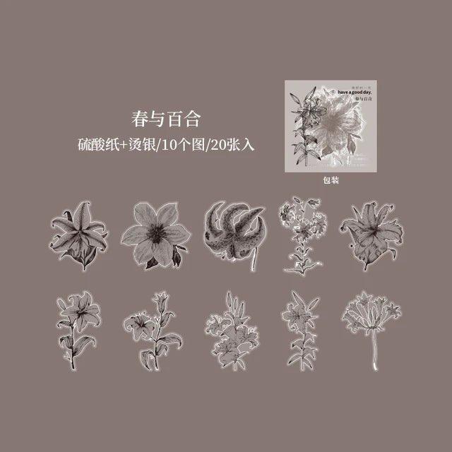 Silver Flower Sticker Silver Bronzed Flower Stickers