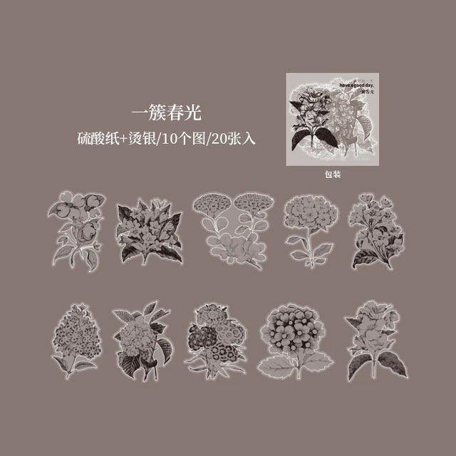 Silver Flower Sticker Silver Bronzed Flower Stickers