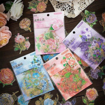 Bronzing pet flower stickers - Journal Carnival