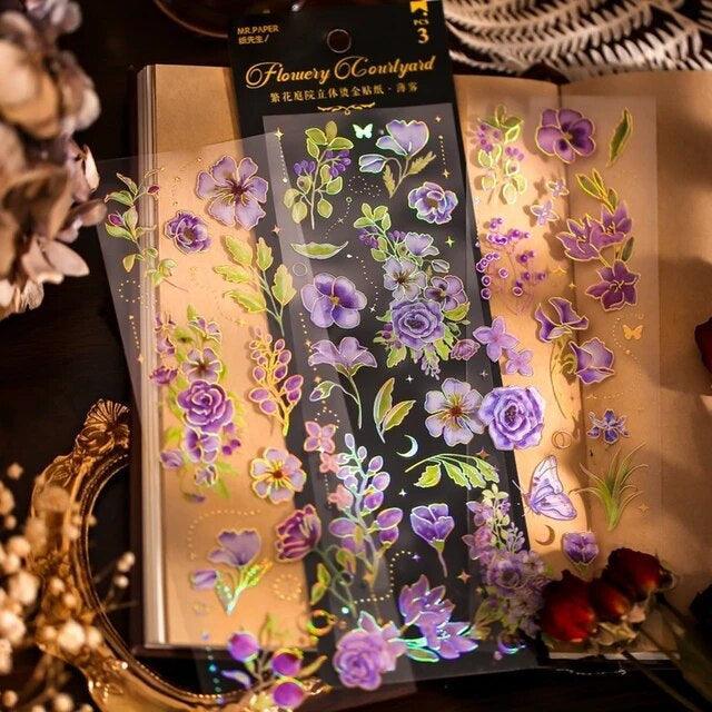 Bronzing Pet Flower stickers - Journal Carnival