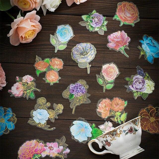 Bronzing pet flower stickers - Journal Carnival