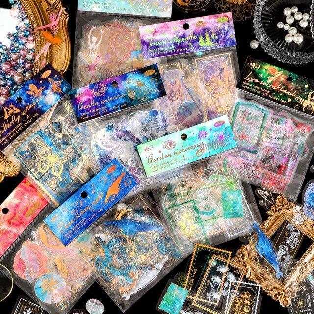 Bronzing white inked Stickers - Journal Carnival