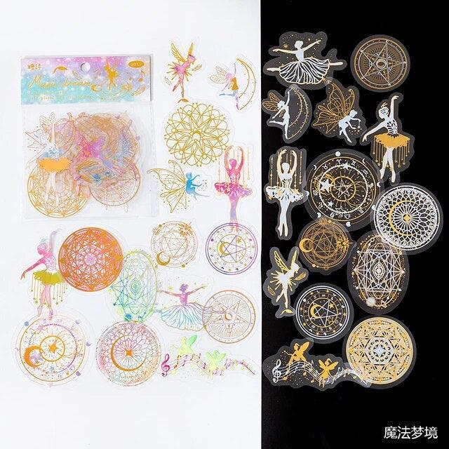 Bronzing white inked Stickers - Journal Carnival