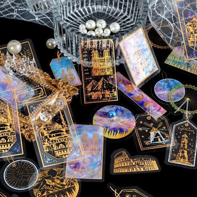 Bronzing white inked Stickers - Journal Carnival